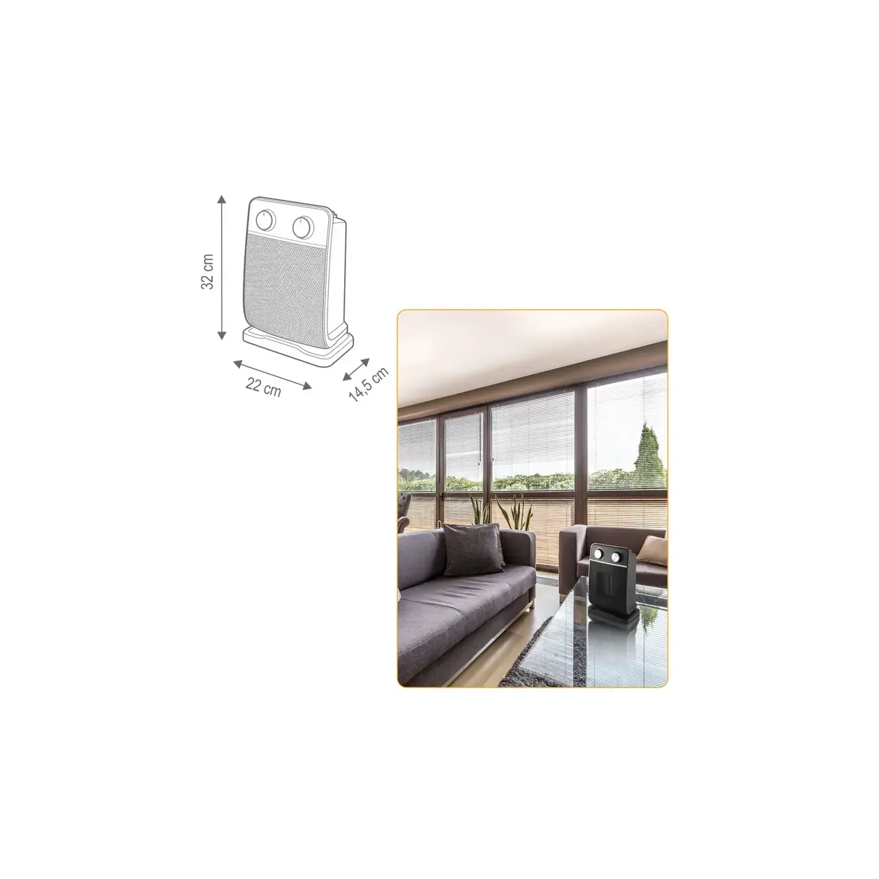 Radiator ceramic, 2 trepte de incalzire 900 W / 1800 W, oscilare cuplabila, oprire automata la supraincalzire si rasturnare Home FK 29 1